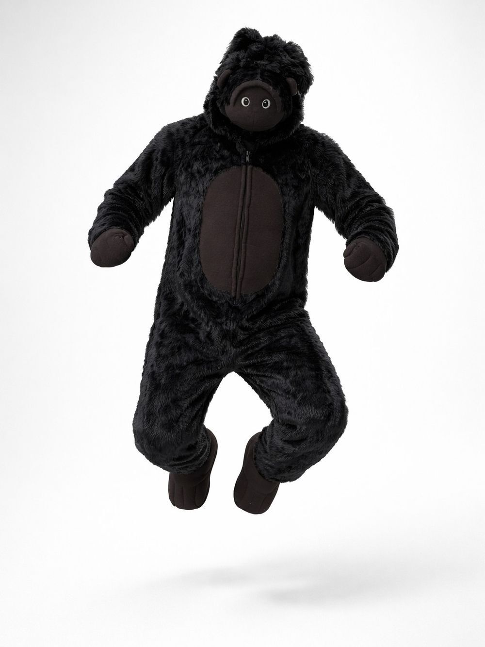 Kids Plush Black Gorilla Footed Costume with Hood